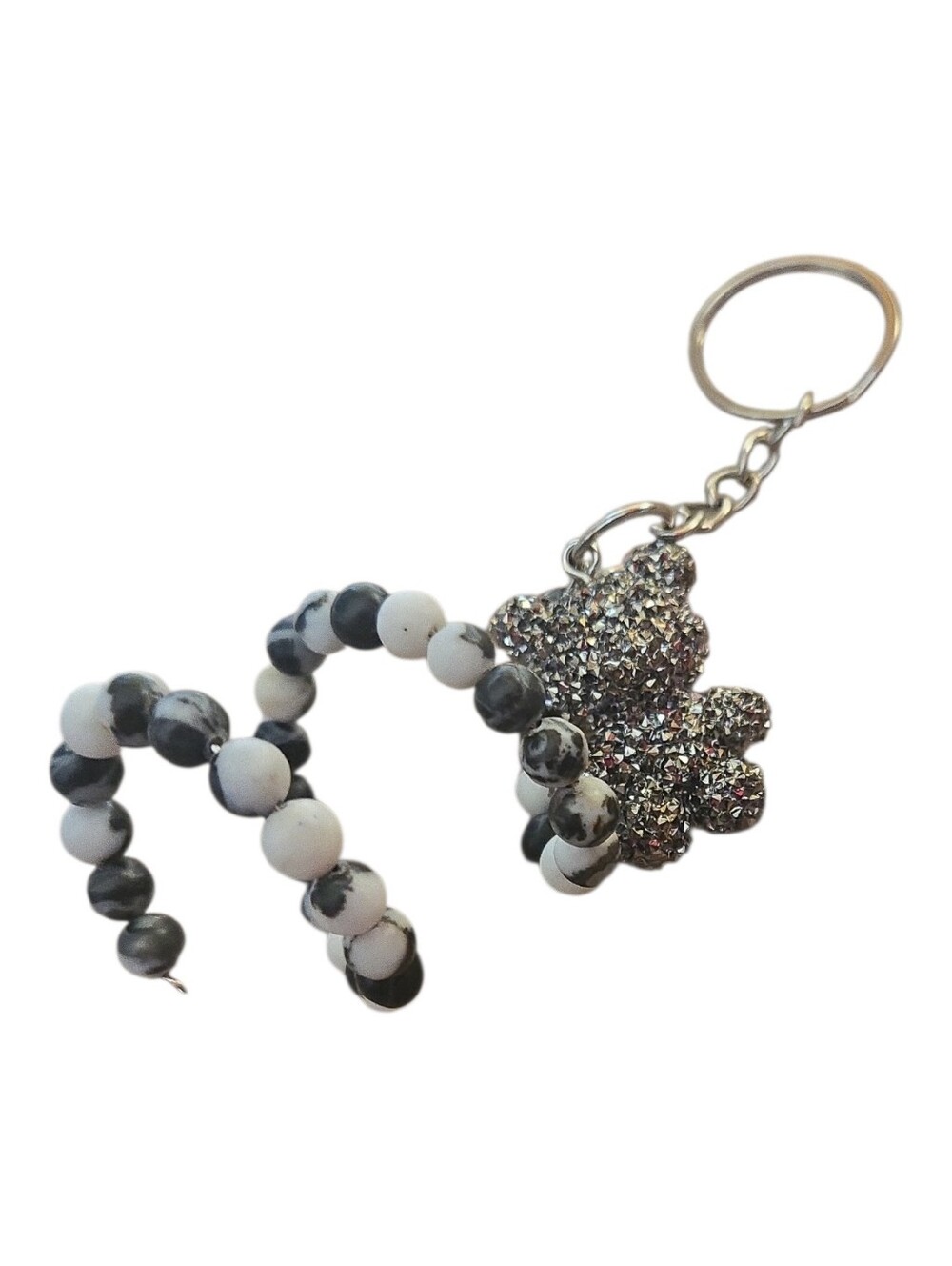 Resin Crystal Bear Charm With Beaded Loop Handmade Sparkly Bag Charm 350